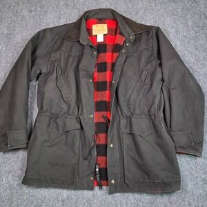 Vintage Schaefer Outfitter Drifter Jacket Mens Medium Black Canvas Buffalo Plaid
